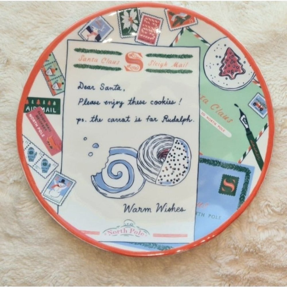 Anthropologie George & Viv Dear Santa Dessert Plate